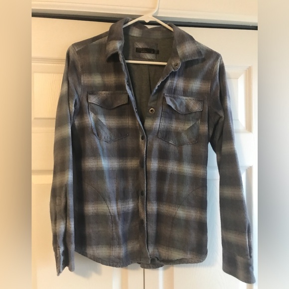 Prana Tops - PrAna womens S flannel Shacket lined shirt gray blue